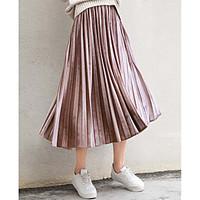 Women\'s High Rise Going out Midi Skirts Swing Solid Spring Winter