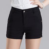 Women\'s High Rise Micro-elastic Shorts Pants, Slim Sequins Split Solid