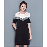 womens casualdaily simple tunic dress check round neck knee length sho ...