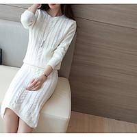 womens casualdaily a line dress solid round neck above knee sleeve cot ...