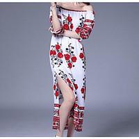 womens going out simple loose dress print strapless knee length sleeve ...