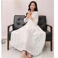 womens going out loose dress solid v neck maxi sleeve silk summer high ...