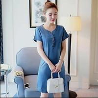 womens going out street chic a line dress solid round neck above knee  ...