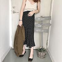 womens mid rise midi skirts bodycon polka dot