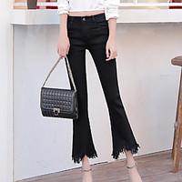 womens high rise micro elastic jeans pants simple slim bootcut solid