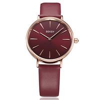 Women\'s Fashion Watch Wrist watch Quartz Leather Band Luxury Red