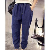 womens high rise inelastic jeans pants simple harem solid