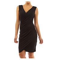 womens casualdaily simple sheath dress solid round neck knee length sl ...