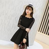womens going out a line dress solid round neck above knee long sleeve  ...