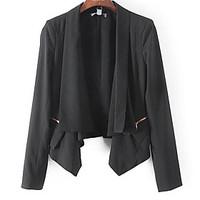 womens casualdaily simple spring blazer solid round neck long sleeve r ...