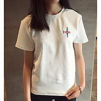 womens casualdaily simple summer t shirt embroidered round neck short  ...