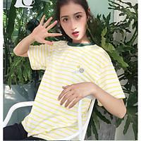womens casualdaily simple summer t shirt striped round neck short slee ...