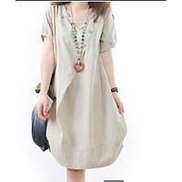 Women\'s Casual/Daily Work Cute Summer Fall Coat, Solid Cowl ¾ Sleeve Short Cotton