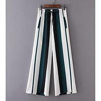 womens mid rise micro elastic wide leg pants street chic relaxed strip ...