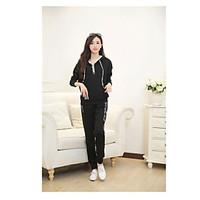 womens sports active spring hoodie pant suits solid hooded long sleeve