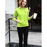 womens sports active spring hoodie pant suits solid hooded long sleeve