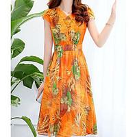 womens partyevening simple a line dress floral v neck midi length slee ...