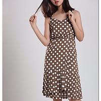 womens daily simple loose dress polka dot strap knee length slings ray ...