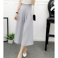 womens mid rise micro elastic loose wide leg pants street chic relaxed ...