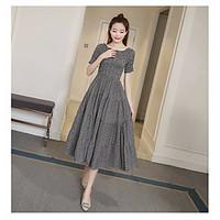 Women\'s Going out A Line Dress, Print Round Neck Knee-length ½ Length Sleeve Others Spring High Rise Stretchy Medium