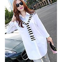 womens casualdaily simple shirt solid shirt collar long sleeve cotton  ...