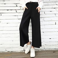 womens high rise micro elastic chinos pants street chic wide leg solid