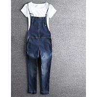 womens mid rise inelastic jeans overalls pants cute simple slim pure c ...