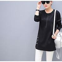 womens athletic other casual simple spring fall t shirt solid round ne ...