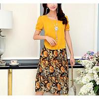 womens going out casualdaily vintage loose dress floral round neck kne ...