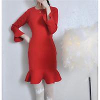 womens casualdaily cute a line dress solid round neck above knee long  ...