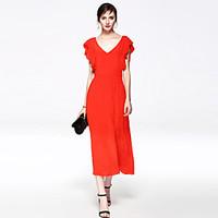 womens going out casualdaily party sexy swing dress solid v neck midi  ...