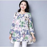 womens casualdaily simple t shirt floral print round neck long sleeve  ...