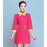 womens going out cute a line dress solid shirt collar above knee short ...