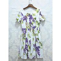 womens going out a line dress print round neck above knee short sleeve ...