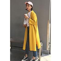 womens casualdaily simple fall trench coat solid round neck long sleev ...
