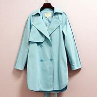 womens casualdaily simple fall trench coat solid round neck long sleev ...