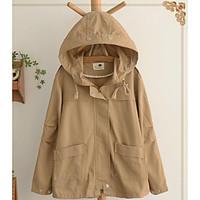 womens casualdaily sports simple spring jacket solid hooded long sleev ...