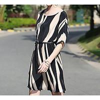 womens casualdaily simple loose dress striped round neck above knee le ...