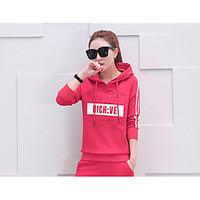 womens casualdaily hoodie solid letter hooded micro elastic cotton lon ...