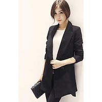 womens work sexy simple spring fall trench coat solid shawl lapel long ...