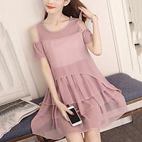 womens going out cute street chic loose chiffon dress patchwork off sh ...