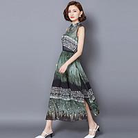 womens going out work sexy sophisticated sheath dress print stand midi ...