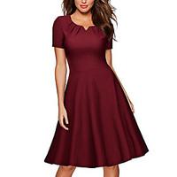 Women\'s Casual/Daily Work Sexy Simple Sheath Dress, Solid U Neck Mini Above Knee Short Sleeve Polyester All Seasons Low Rise Micro-elastic