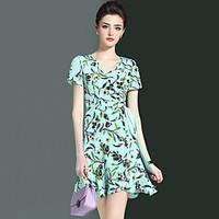 womens going out street chic fashion slim a line dress print patchwork ...