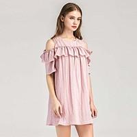 womens going out casualdaily a line dress solid round neck above knee  ...