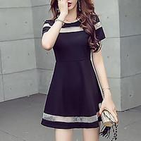 womens going out simple sheath dress solid round neck above knee short ...