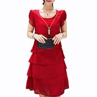 womens casualdaily holiday vintage cute a line sheath dress print roun ...