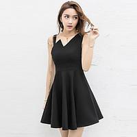 womens work party simple sophisticated sheath dress solid v neck above ...