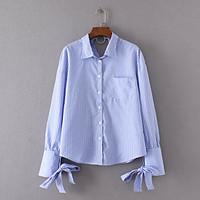 Women\'s Going out Casual/Daily Simple Street chic Fall Winter Shirt, Solid Shirt Collar Long Sleeve White Cotton Medium
