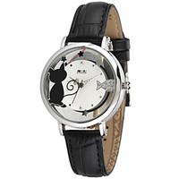 Women\'s Fashion Watch Quartz Leather Band Black White